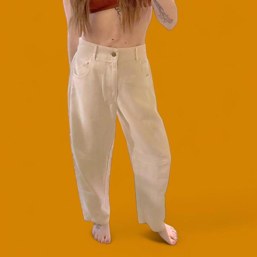 Young-fabulous-broke Women's Cream Barrel-Leg Trousers
